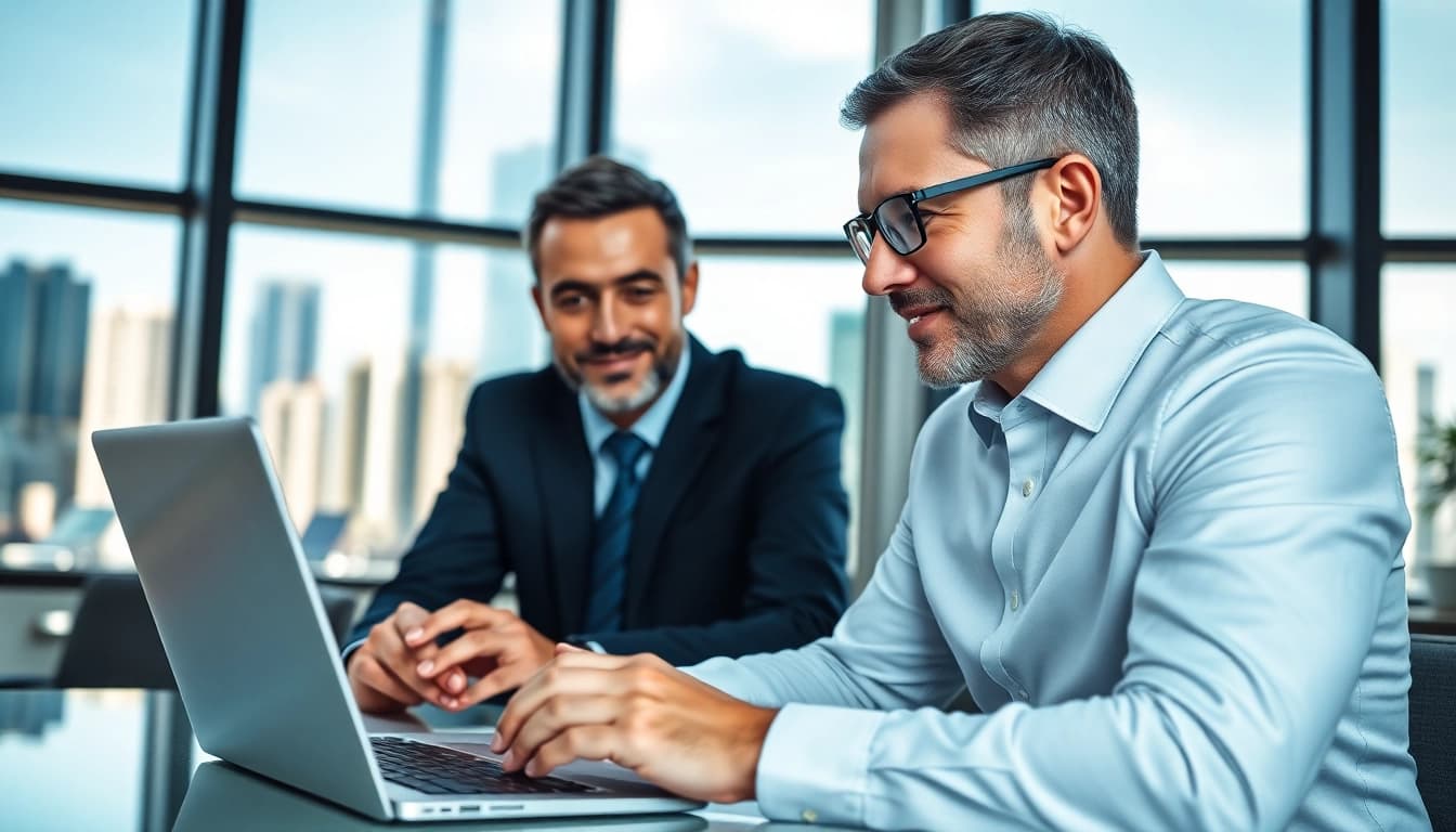 Engaged fiduciary financial advisor near me assisting clients in a modern office setting.