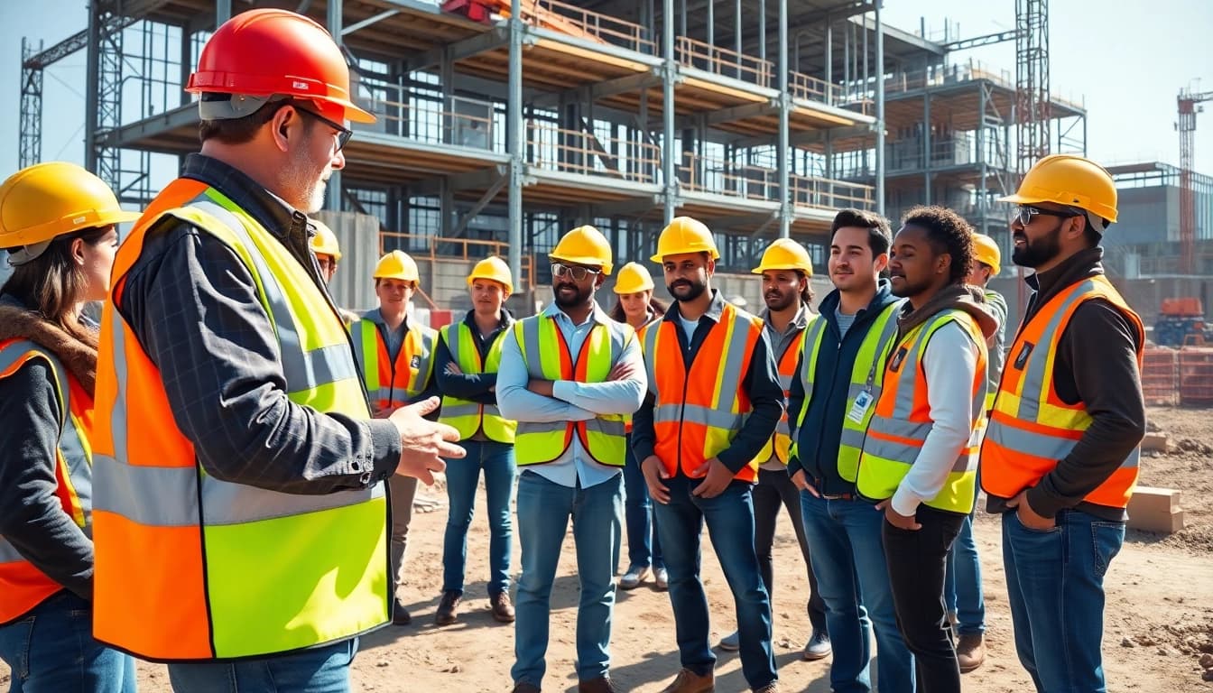 Engaging construction safety training with participants learning essential safety protocols.