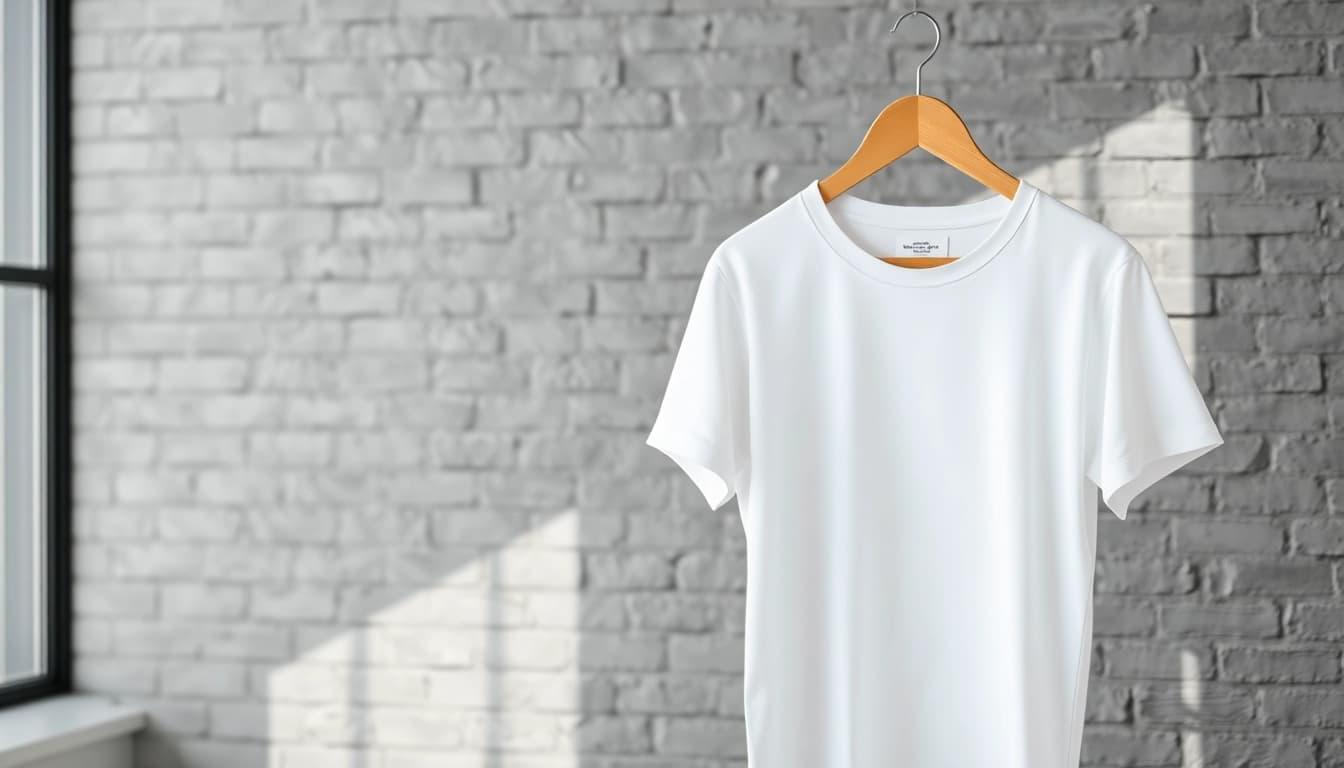 Create a stunning look with our blank white t shirt showcased in a minimalist setting.