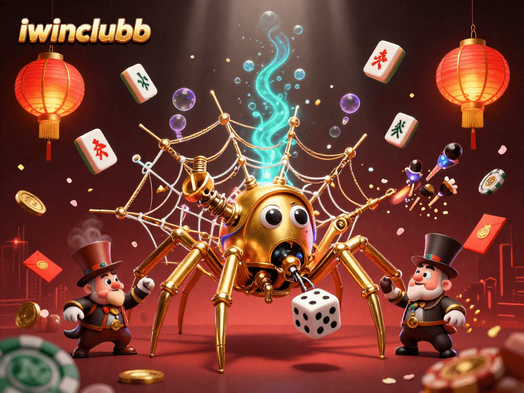 iwinclubb presents an engaging 3D steampunk spider webbing poker chips, encapsulating the thrill of online casino gameplay.