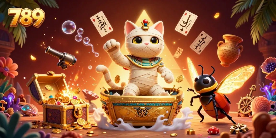 Experience the excitement of 789 through this dynamic casino scene featuring unique characters and elements.