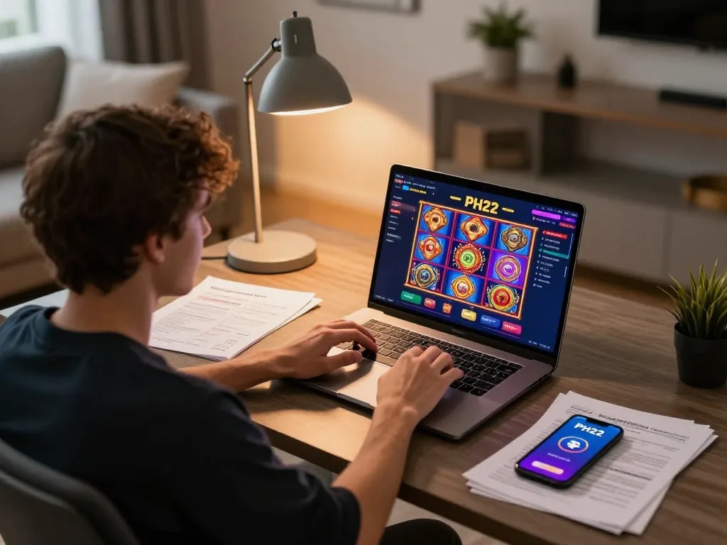 Engaging gameplay on PH22 casino platform, showcasing an exciting online gaming setup.