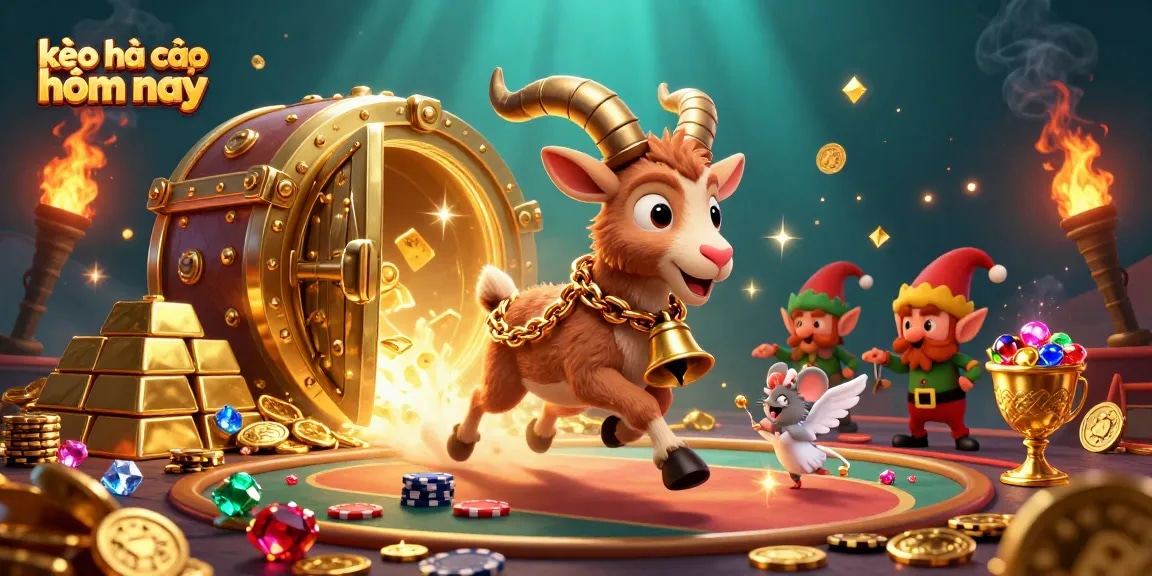 Engage with kèo nhà cái hôm nay in a thrilling casino setting with mischievous gremlins and festive characters.