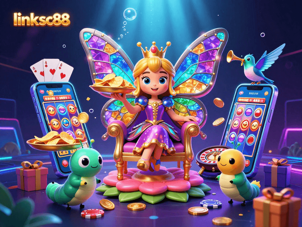 Engage with thrilling slots at link sc88 featuring a magical butterfly queen and vibrant game elements.