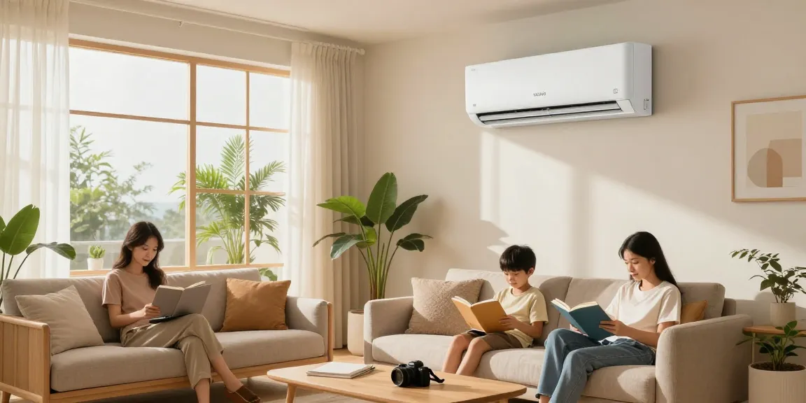 Family enjoying comfort with an 18000 BTU mini split cooling their living space, showcasing a cozy home atmosphere.