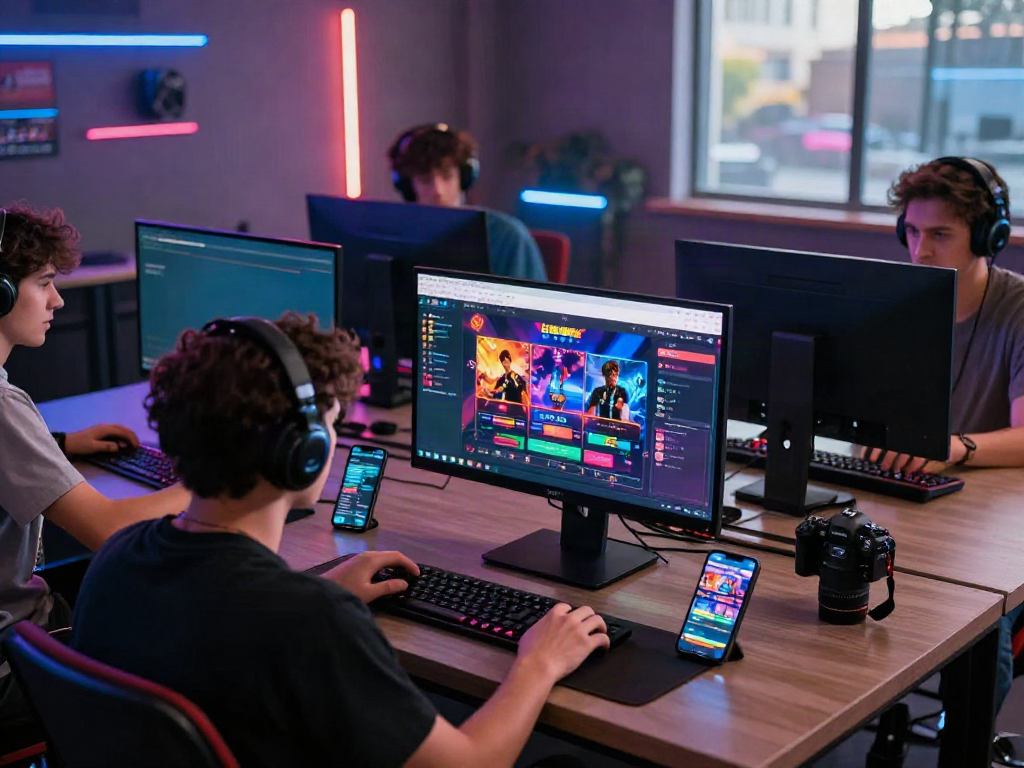 Engaged players at a vibrant online gaming session on https://gem88.jpn.com/ showcasing diverse gaming options and user-friendly interface.