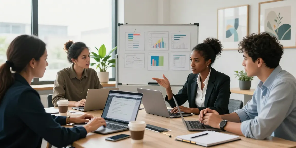 Dynamic team utilizing expert tools for collaboration in a modern office
