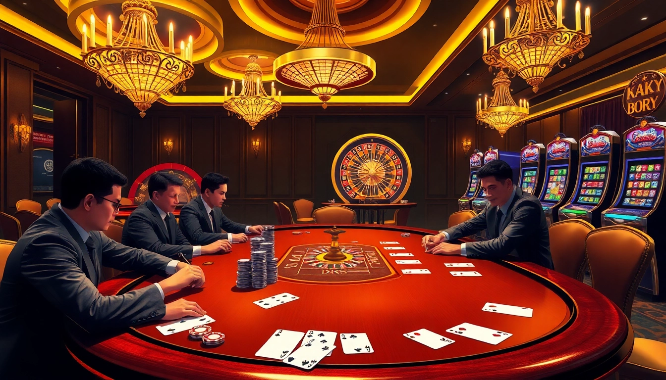 High-stakes poker game in a luxury casino featuring k9k9 chips and cards.