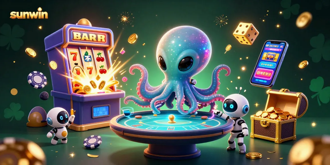 Experience the thrilling games at sunwin with an alien octopus and dynamic casino elements.