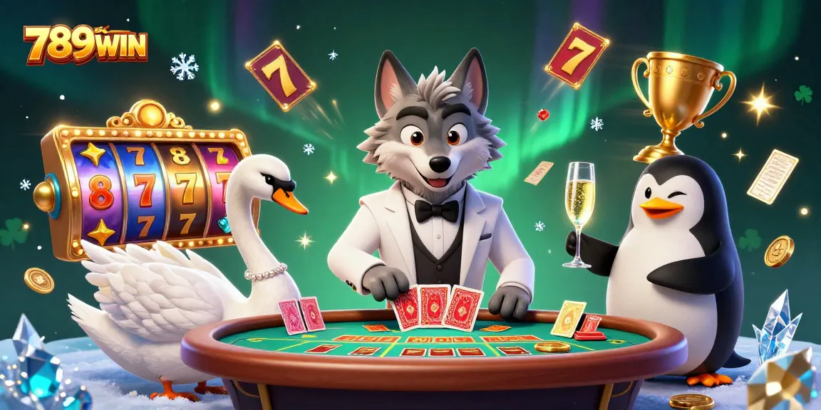 Experience the thrill of 789WIN with a debonair wolf at baccarat, an elegant swan dealer, and a penguin sommelier.
